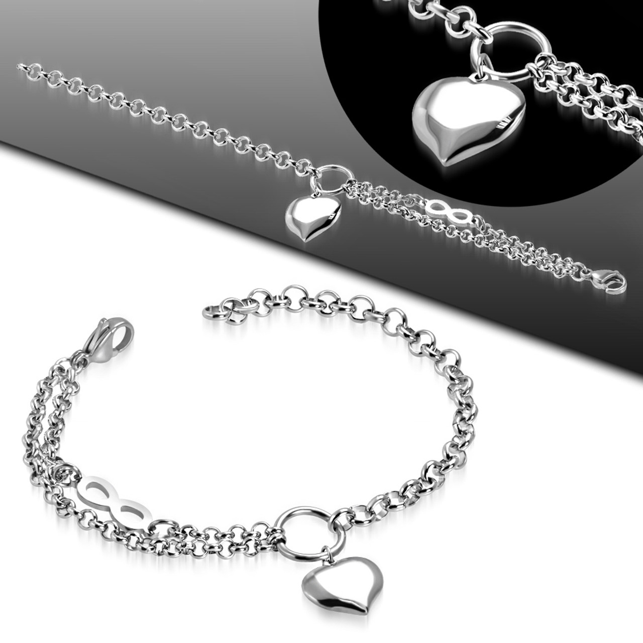 Buy Personalized Infinity Heart Charm Chain Bracelet Gift Item