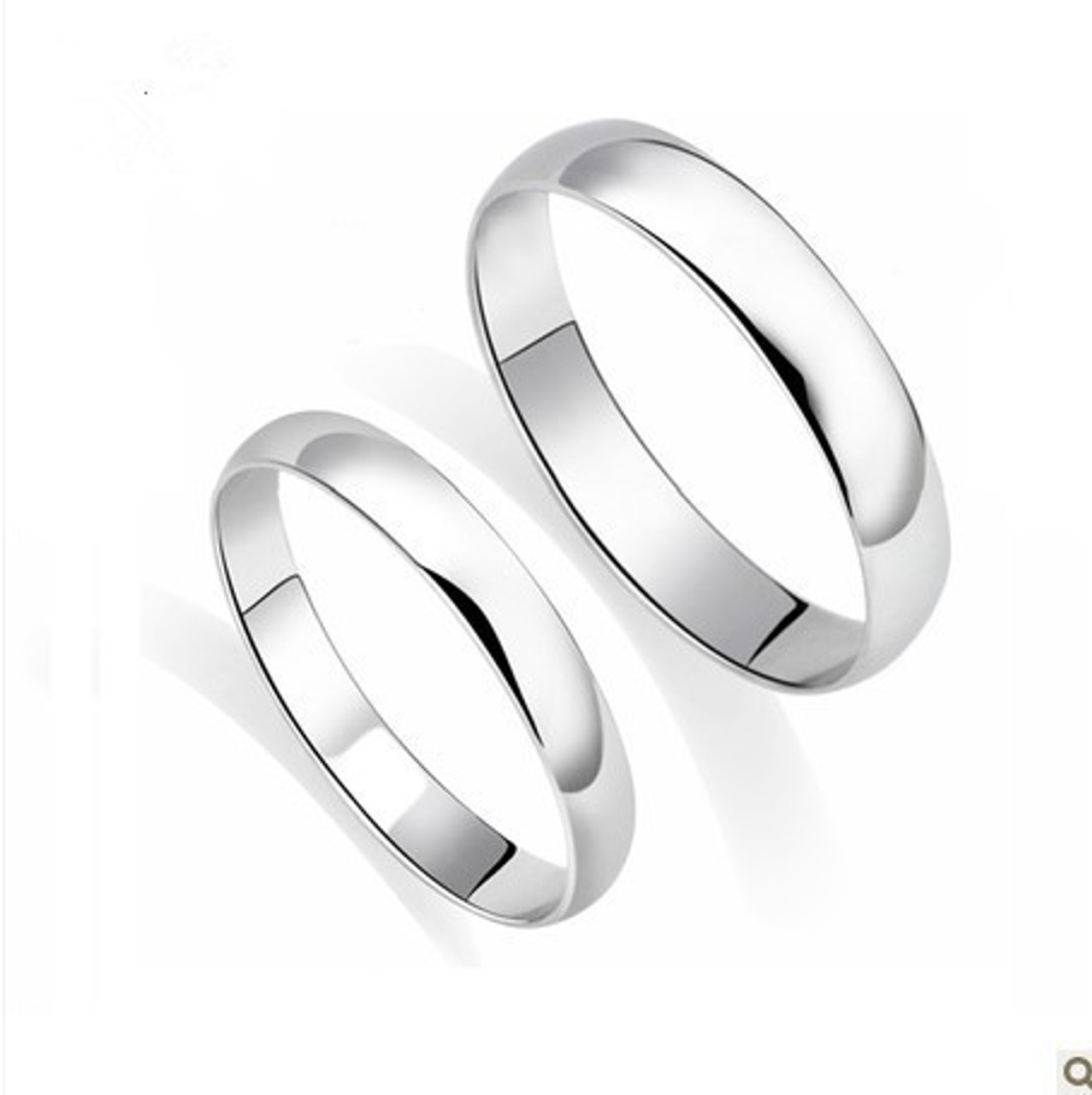 Personalized 4mm and 5mm His and Hers Sterling Silver Band Ring