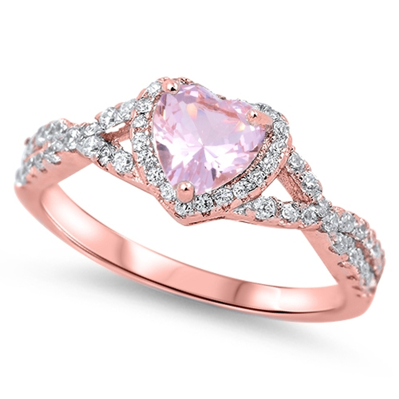 Proposal / Promise Rings- Customized Pink Heart CZ Ring