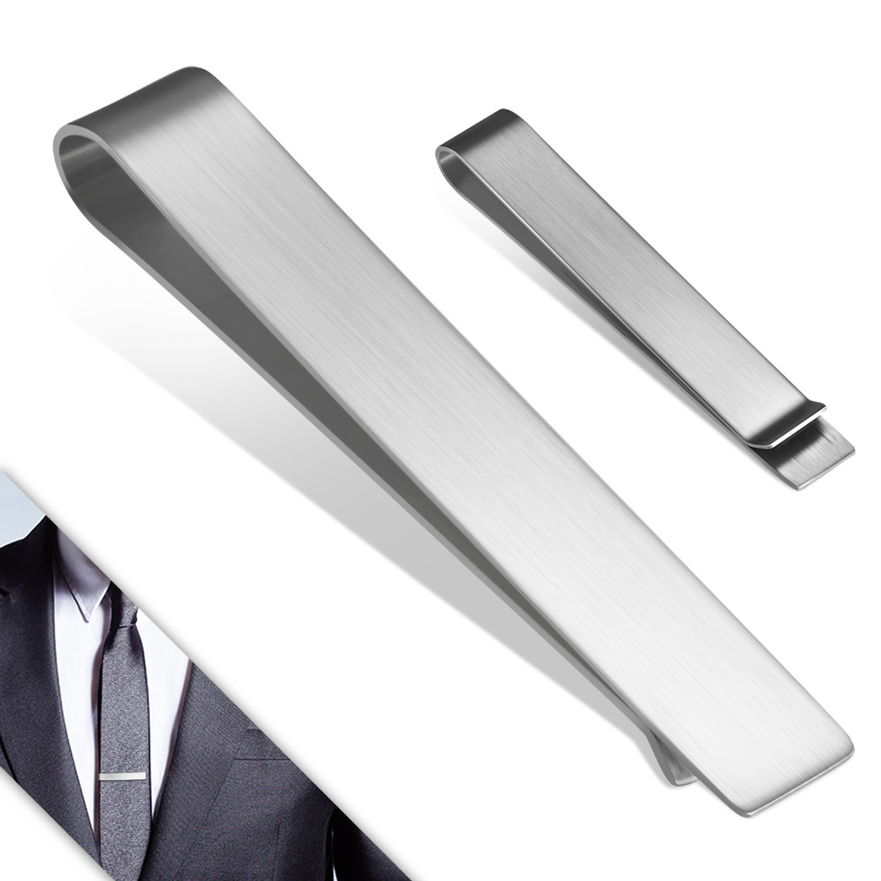 Personalized Stainless Steel Matte Finished Simple Plain Tie Clip ...