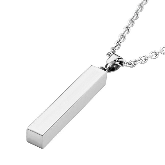 Personalized Stainless Steel Bar Charm Necklace Pendant