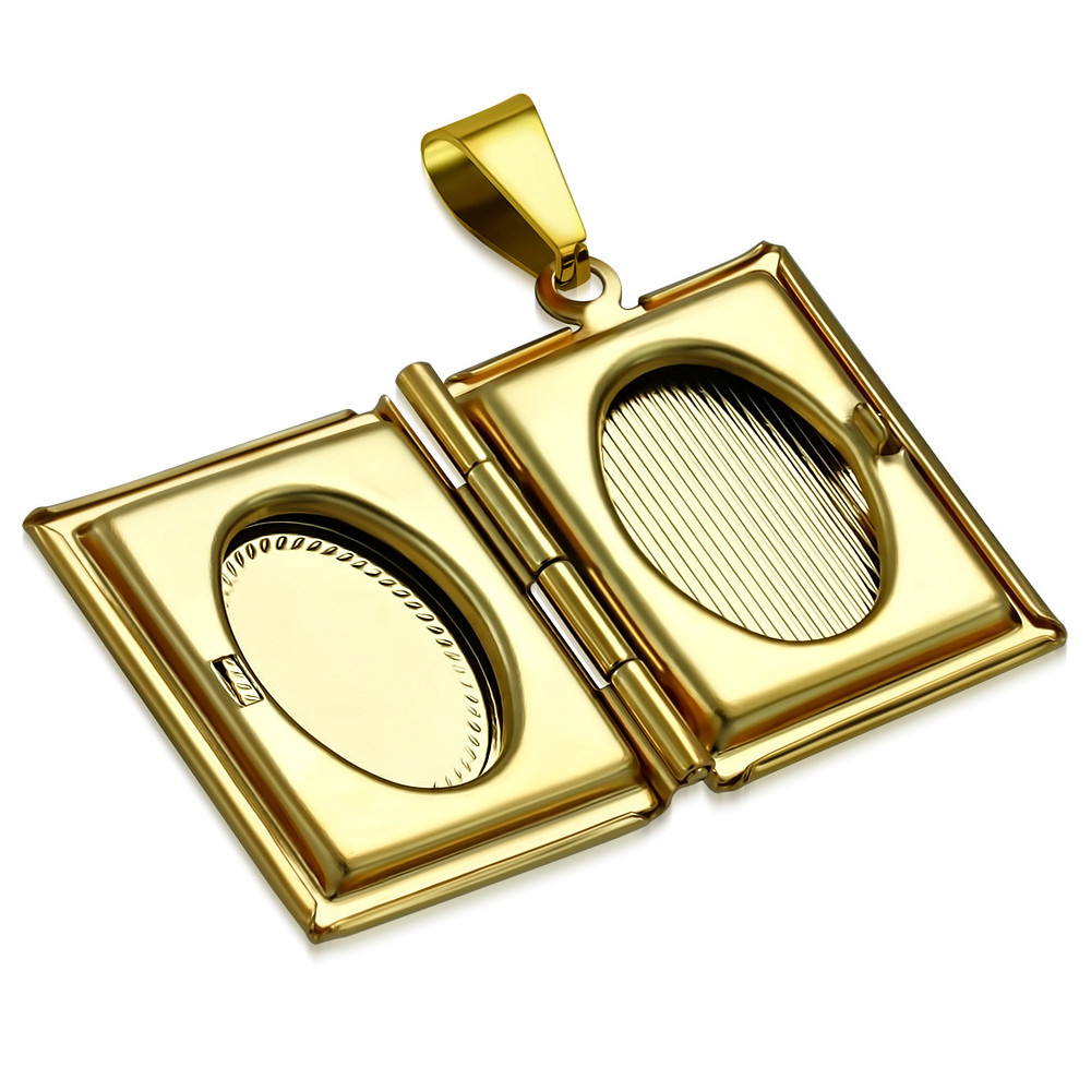 thumbnail image 2 of Book-Shaped Photo Locket Pendant Necklace – Stainless Steel, 18 Inch Chain, For Women / Boys 2 of 5