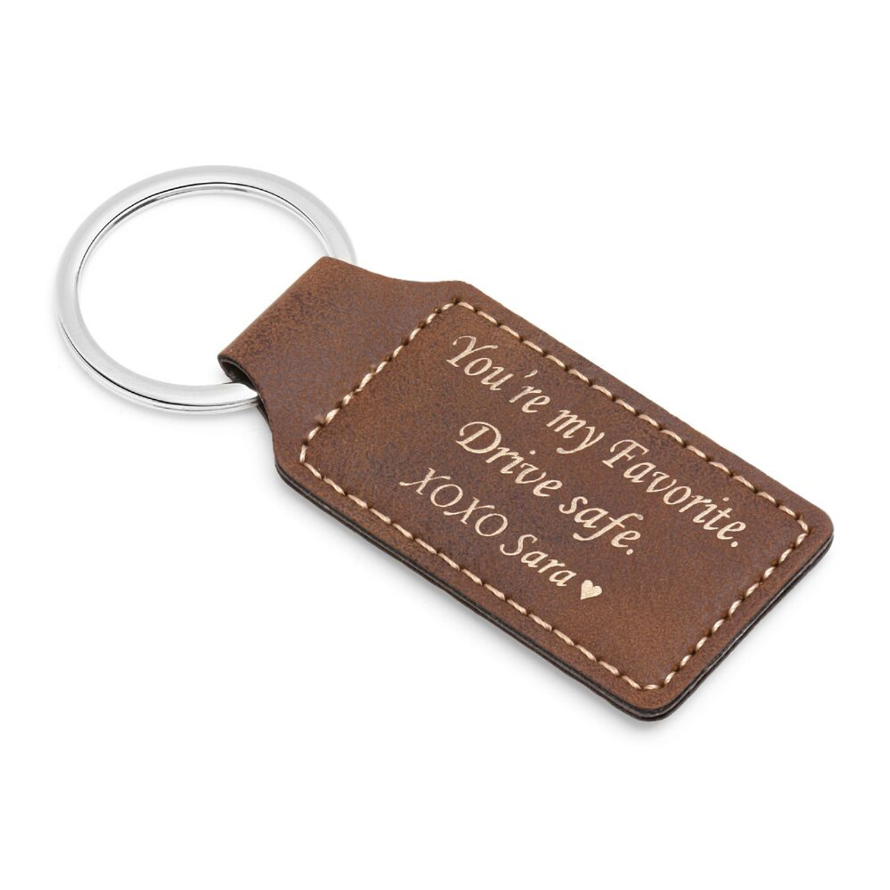 Groomsman Gear Custom Tan Leather Keychain with Personalized Engraving Yes