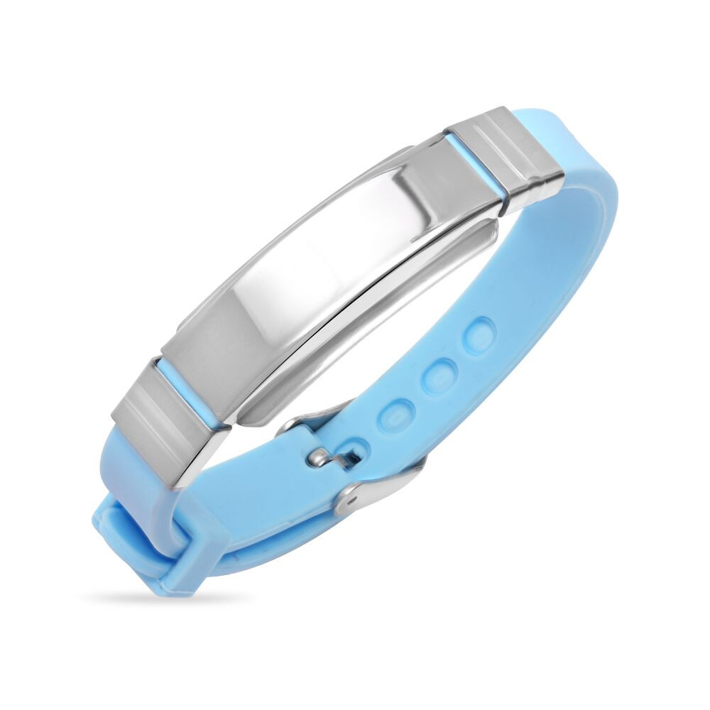 Personalized Stainless Steel Rubber ID Bracelet Free Engraving