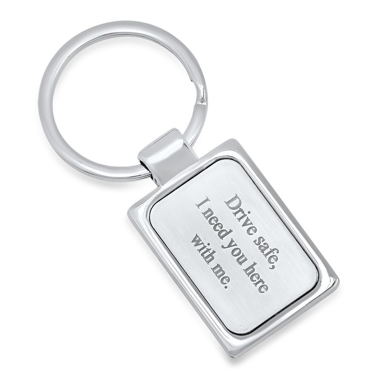 T Personalized Rectangle Metal Keychain With Free Engraving