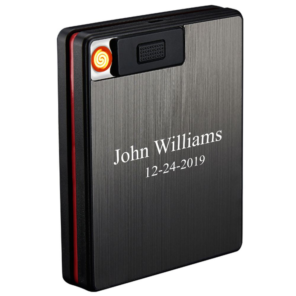 Personalized Usb Rechargeable Cigarette Case With Lighter Forevergifts Com