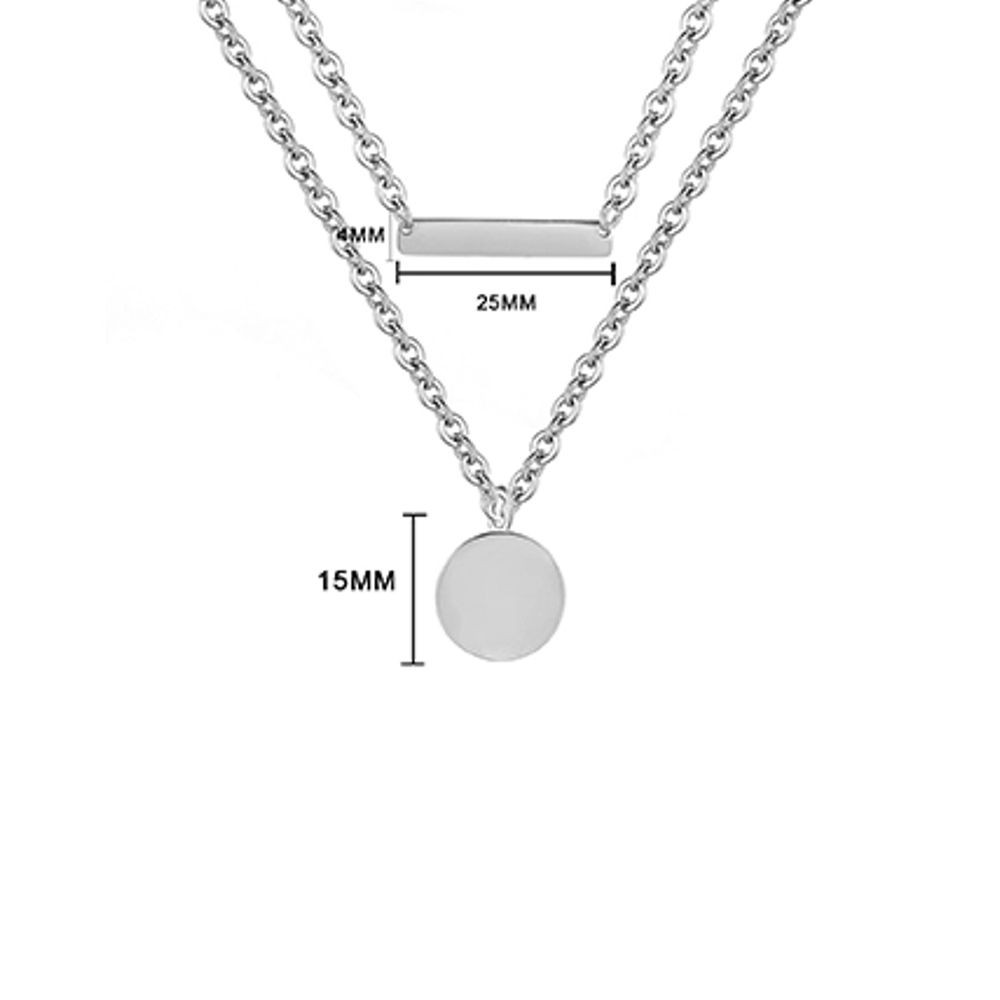 Personalized Quality Stainless Steel Name Bar Necklace with Round Charm