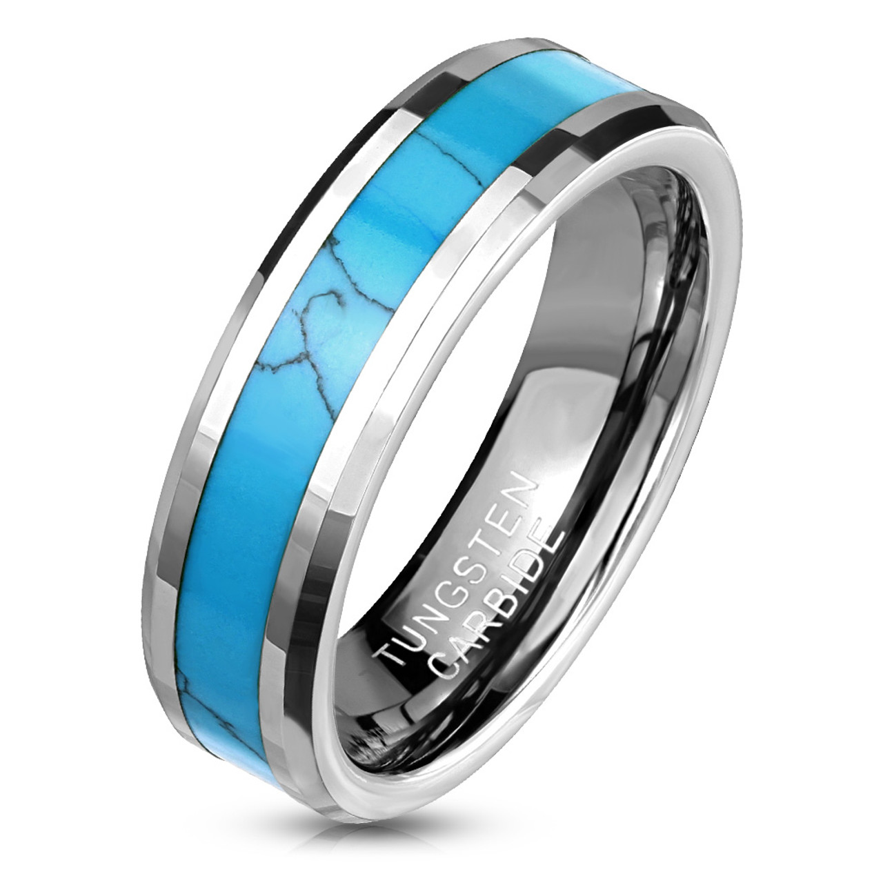 Unique Mens Ring Gold Plated Rosewood Inlay Wedding Ring Anniversary Ring Engrave Gold Tungsten Crushed Turquoise Wood Inlay Wedding Band