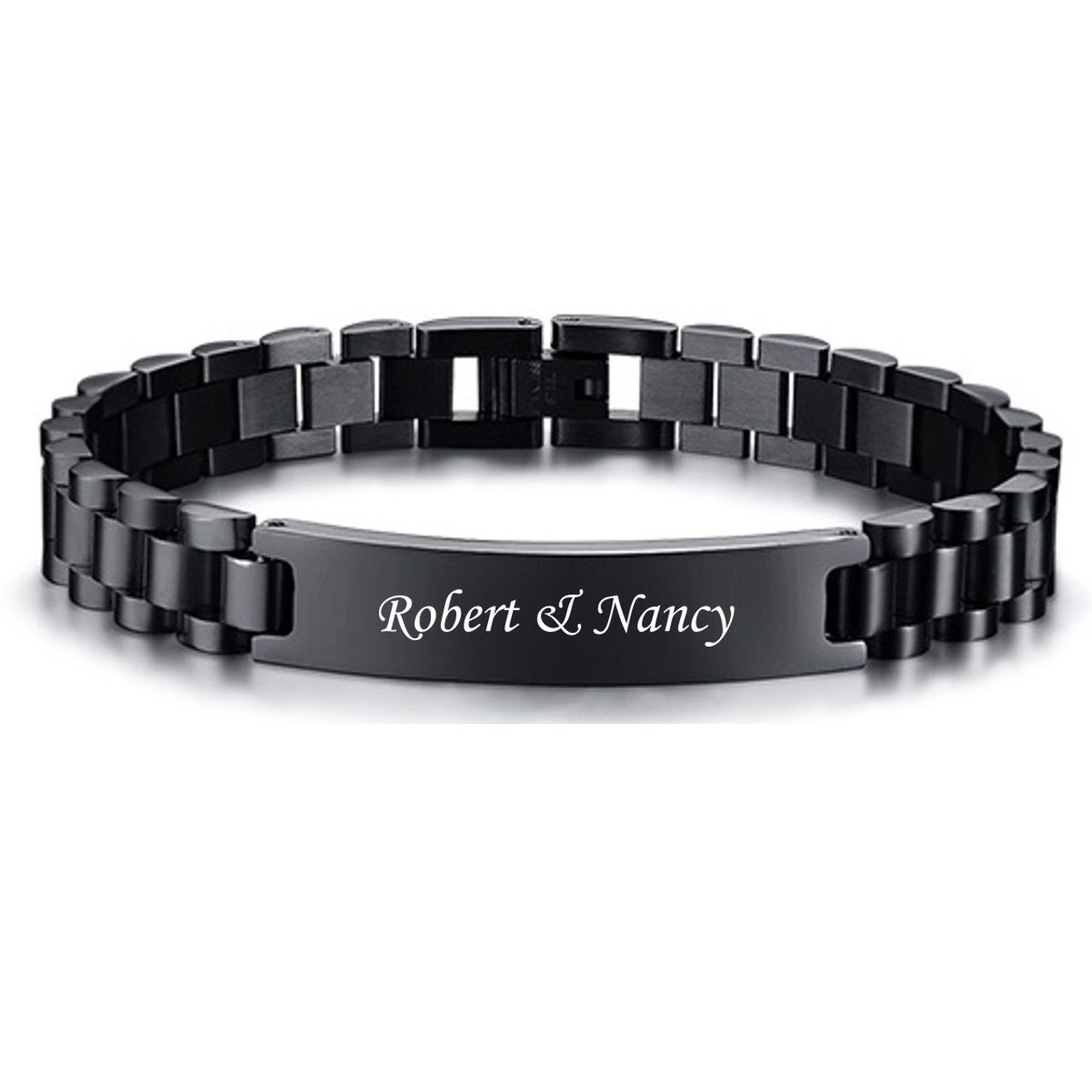 Personalized Bulky Chunky Stainless Steel Men's ID Engraved Bracelet