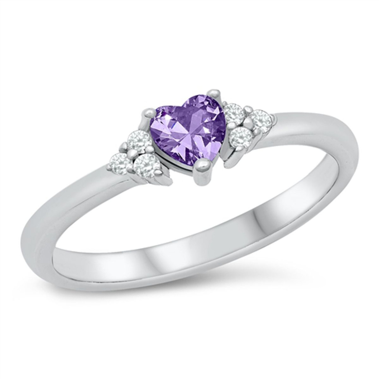 Personalized .925 Sterling Silver Ring With Heart CZ - ForeverGifts.com