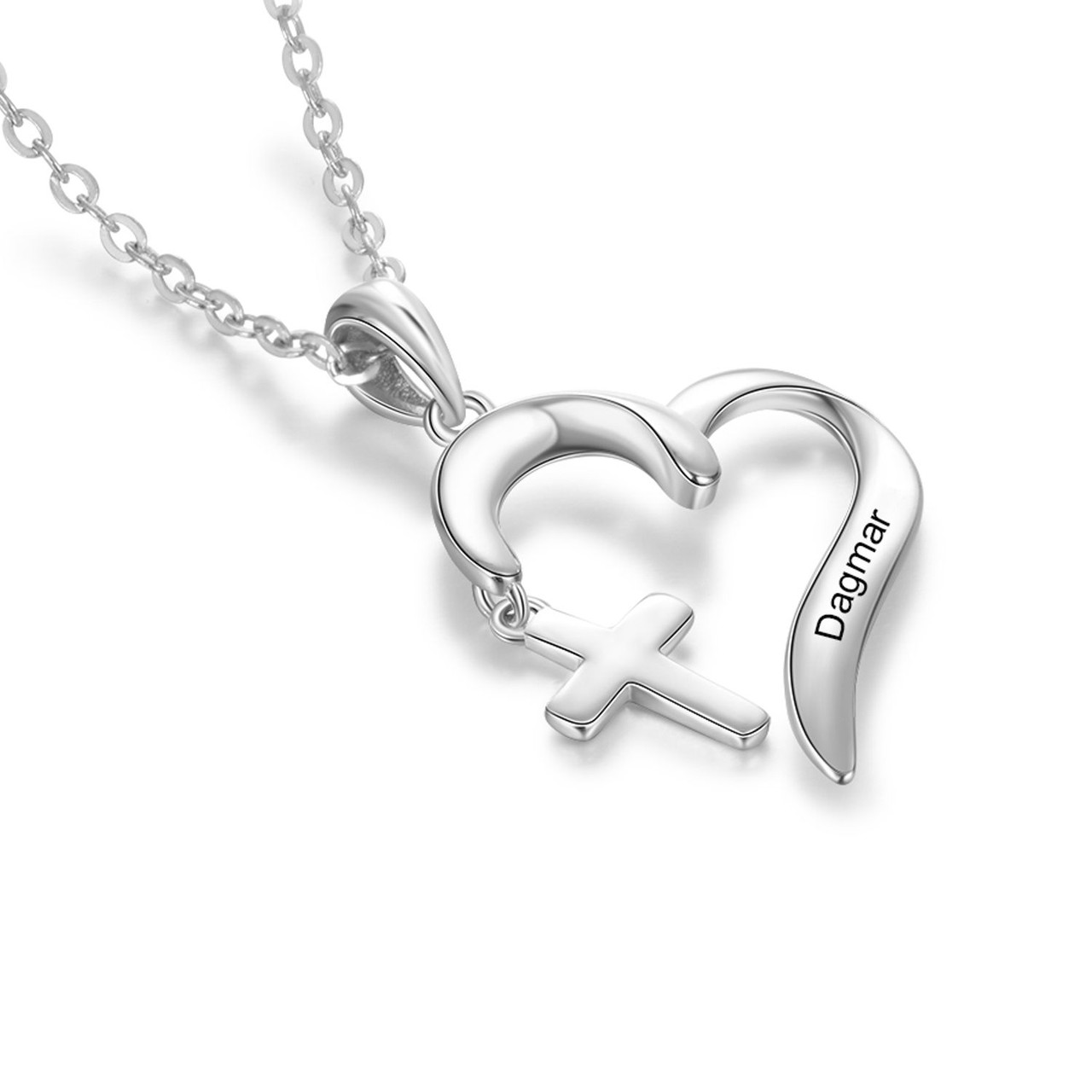 BOSS SS WITH STAMPED BOSS MONOGRAM HEART - Necklace - silver coloured/silver-coloured  