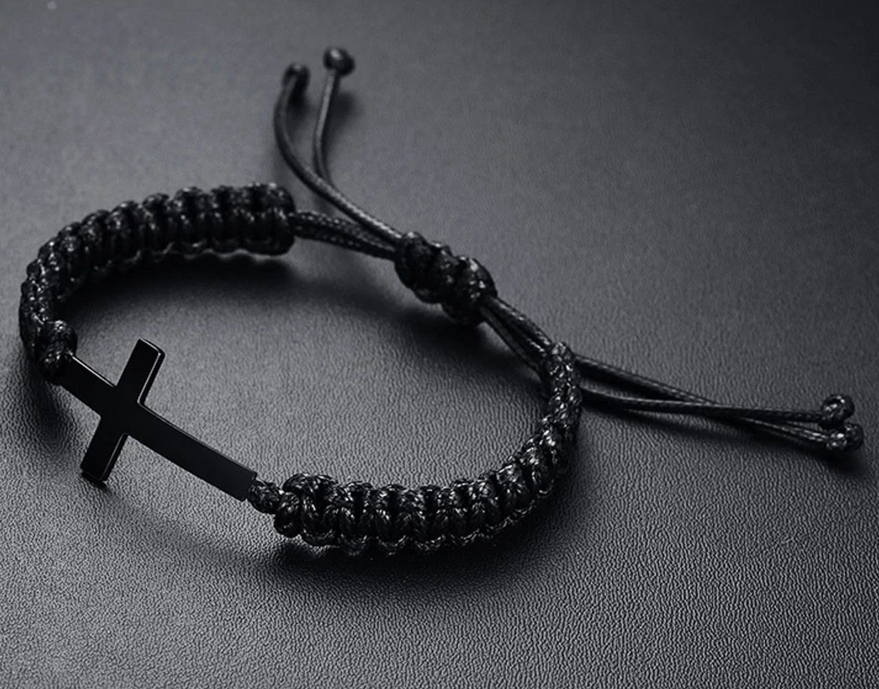 Shop Personalized Braided Black Cross Rope Bracelet Gift Item