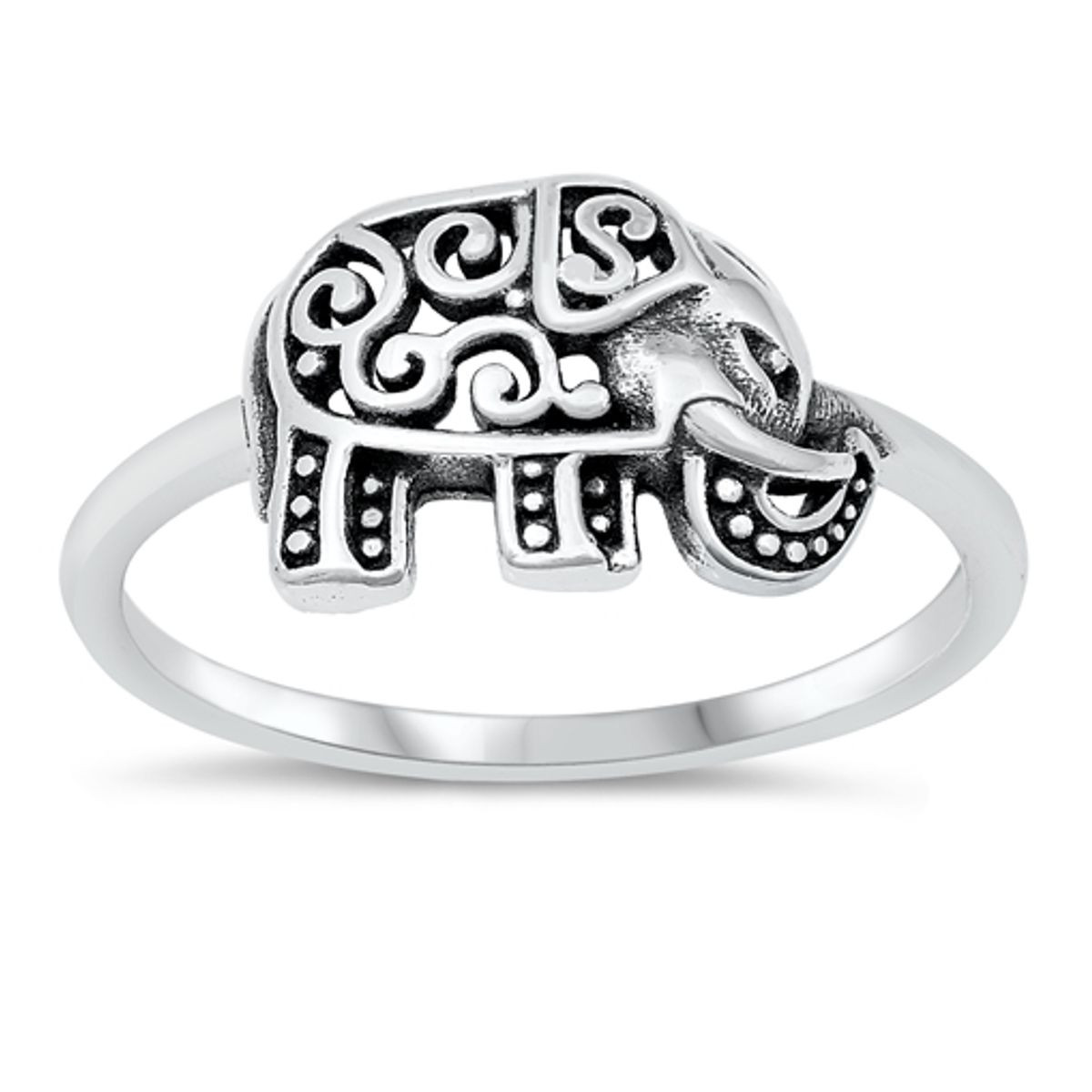 Quality 925 Sterling Silver Filigree Elephant Ring