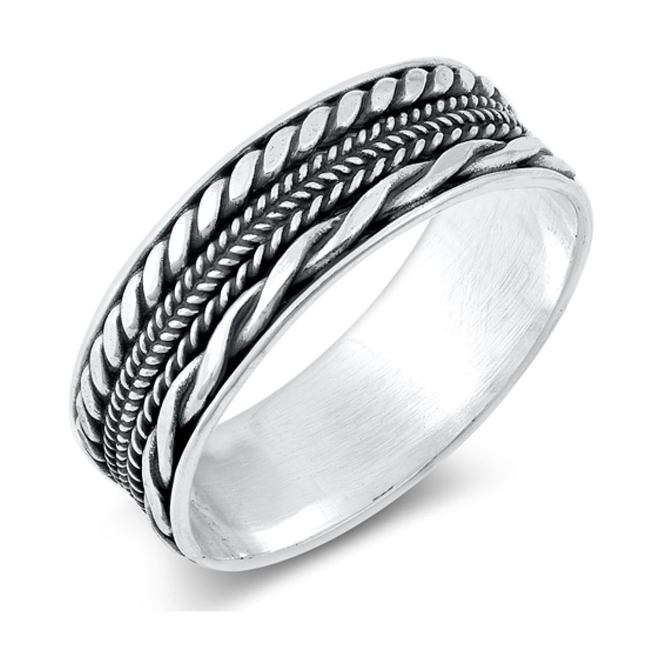 Personalized 7mm 925 Sterling Silver Bali Design Ring