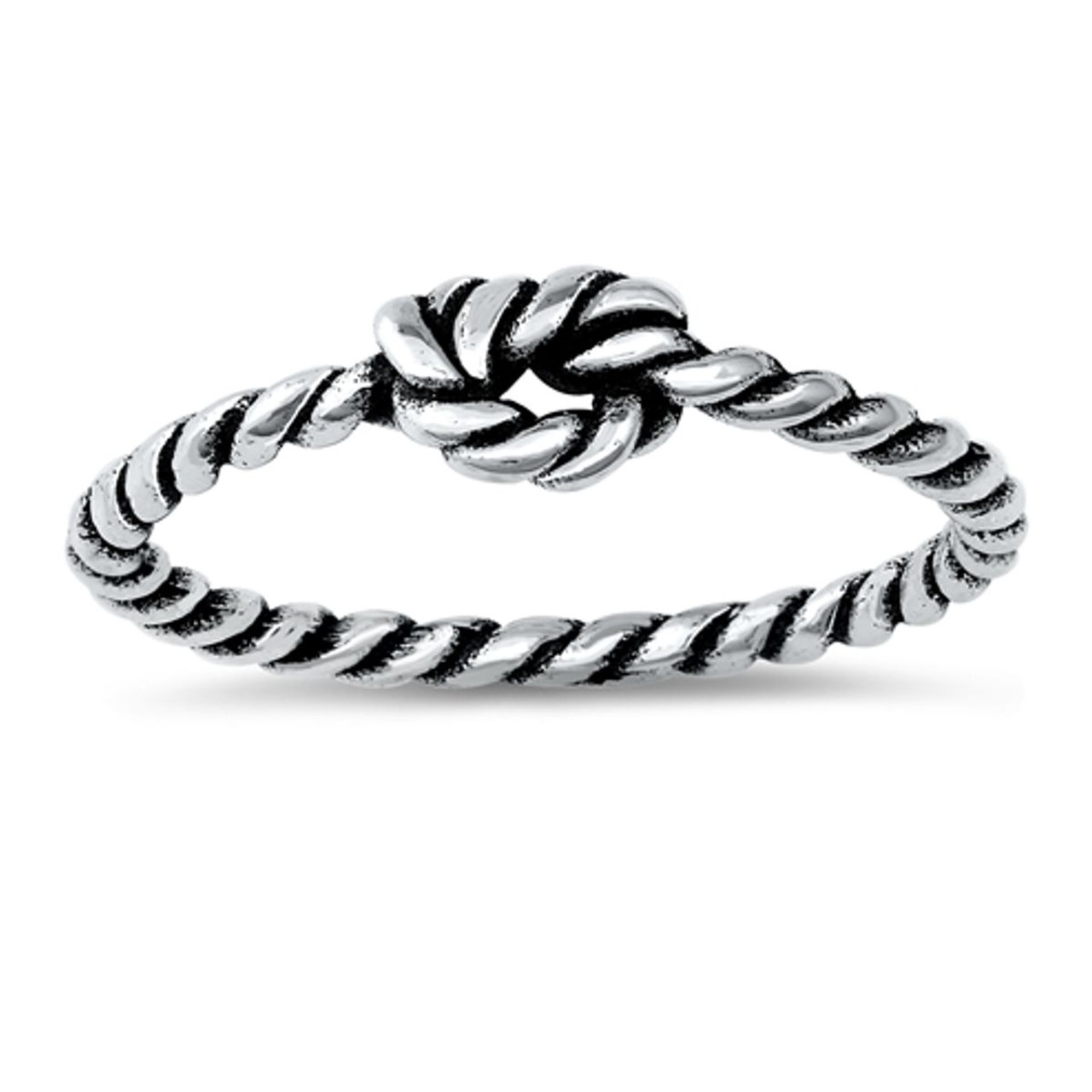 Wavy Rope Ring Genuine Sterling Silver 925 Jewelry Oxidized Face Height 2 mm 