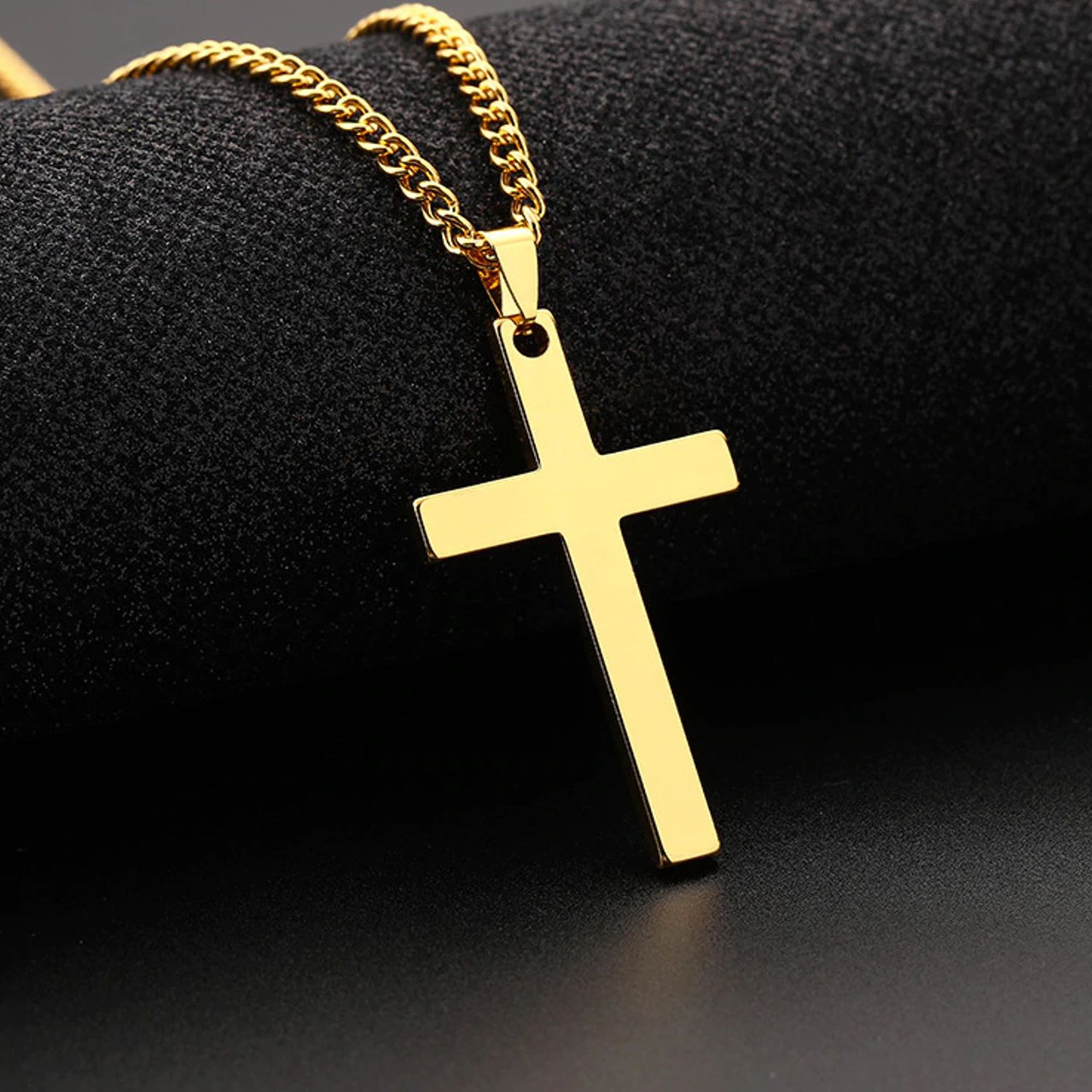 Men’s Pendant with Chain- Large Stainless Steel Cross Pendant