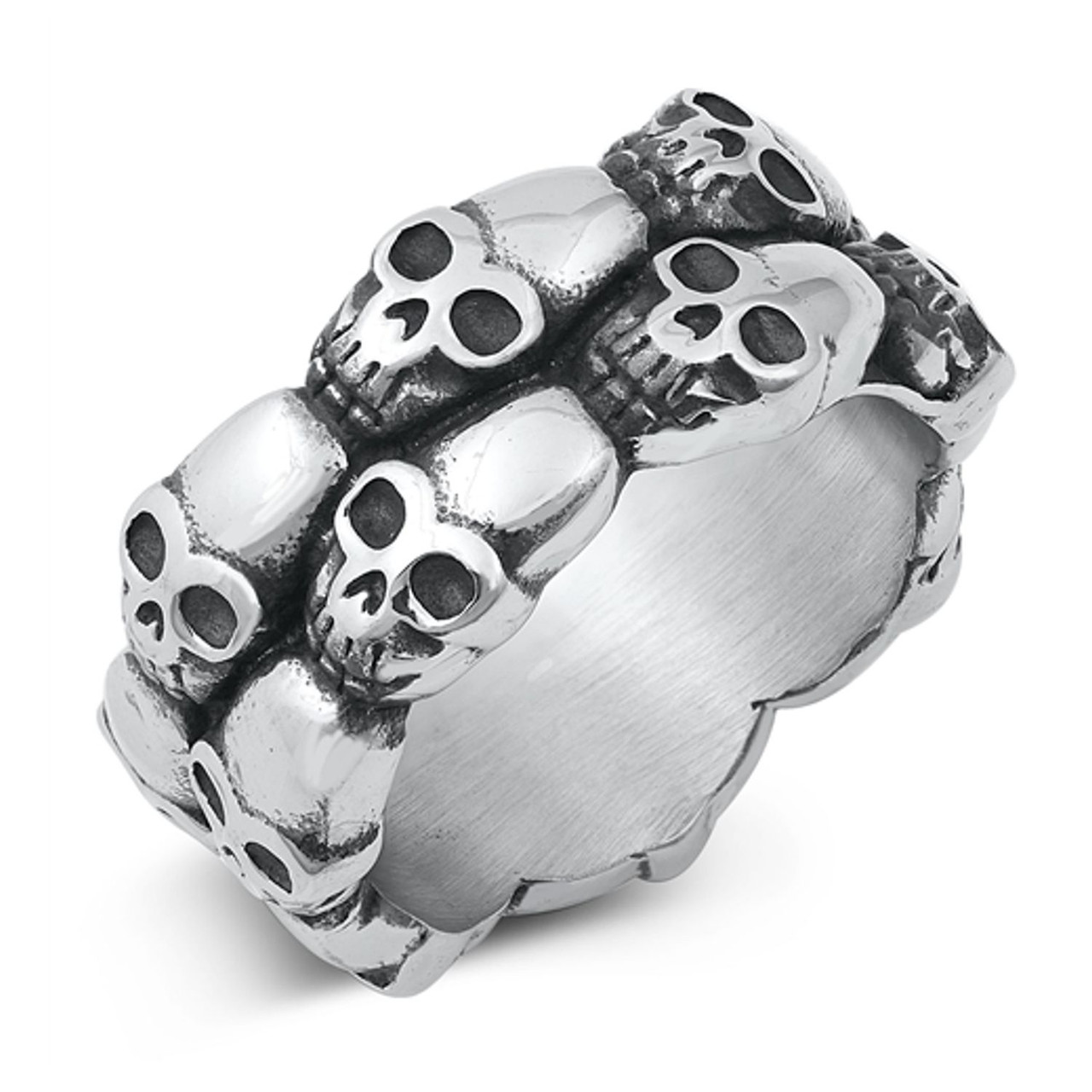 Skull Ring, Ring Collection - Cobalt Blue Steel Ring