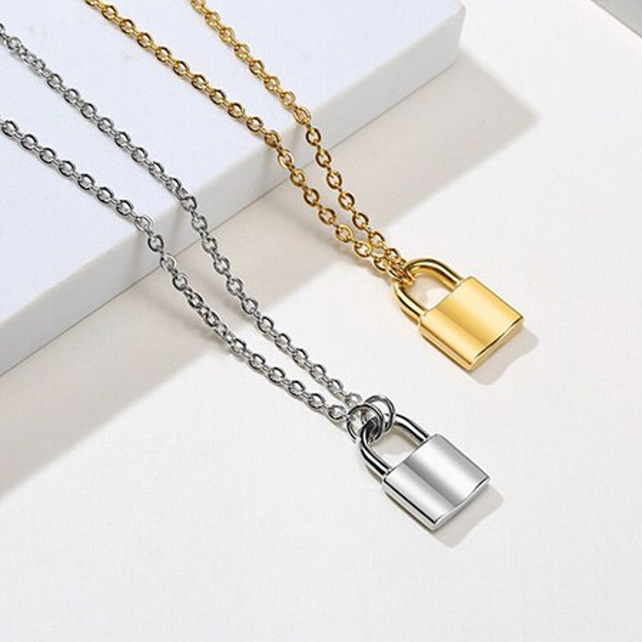 Tiny Lock Padlock Charm Necklace