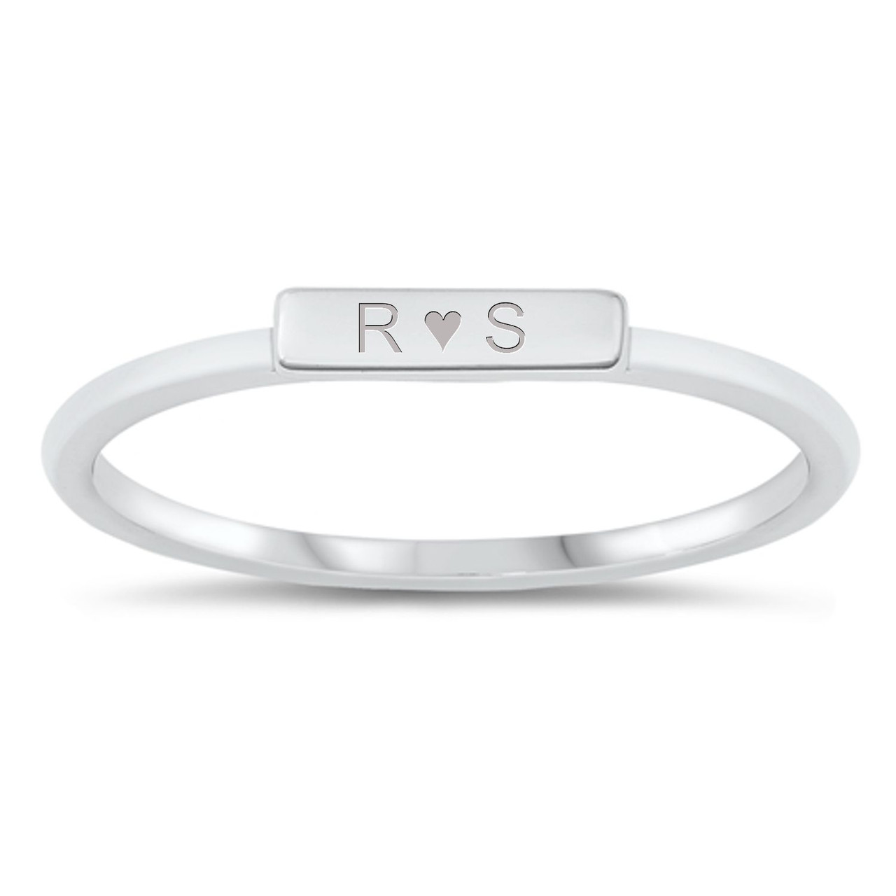 Personalized Quality 925 Genuine Sterling Silver Bar Ring