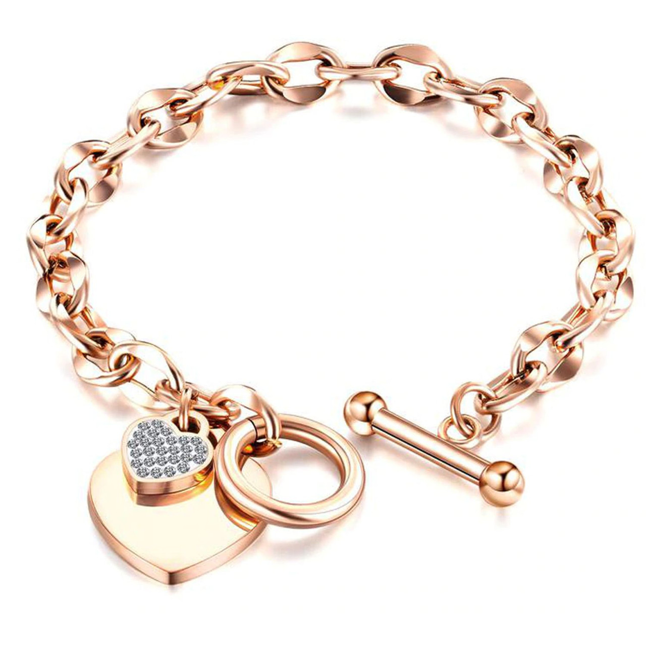 Personalized Quality Stainless Steel Love Heart Charm Bracelet ...