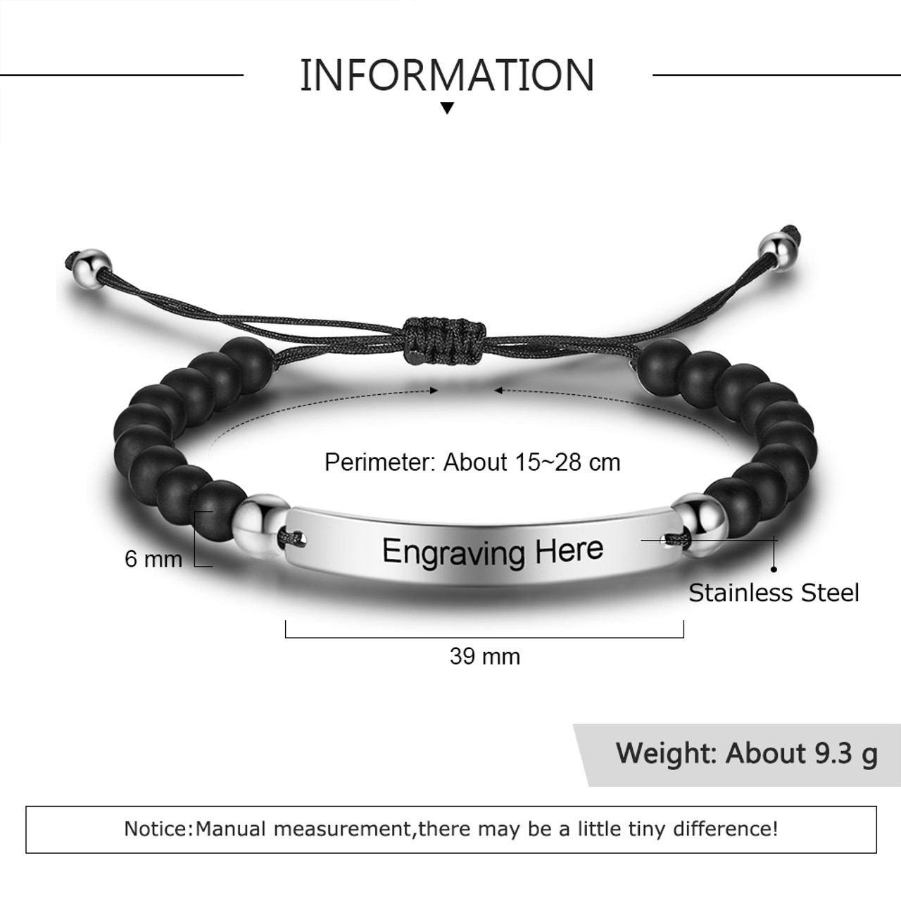 Personalized Quality Stainless Steel Beaded ID Bracelet - ForeverGifts.com