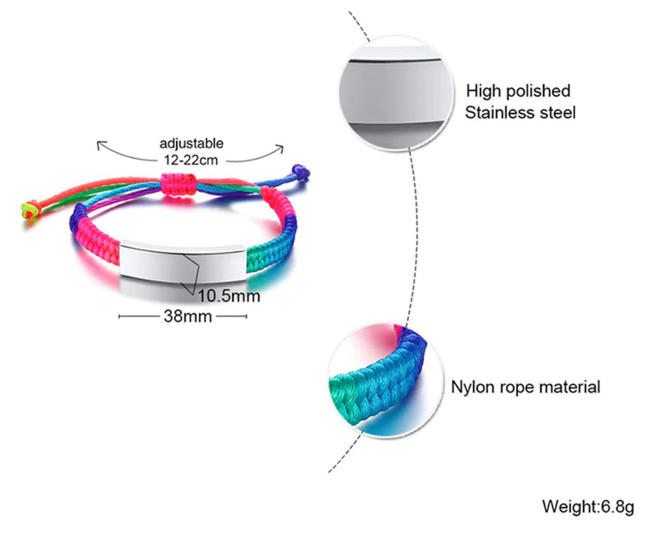 Buy Personalized Braided Rainbow Rope Bracelet Gift Item