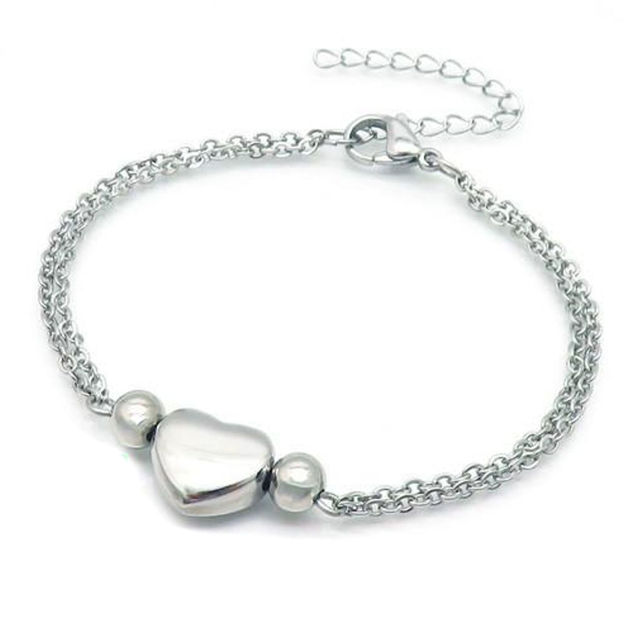 Personalised Double Heart Charm Bracelet