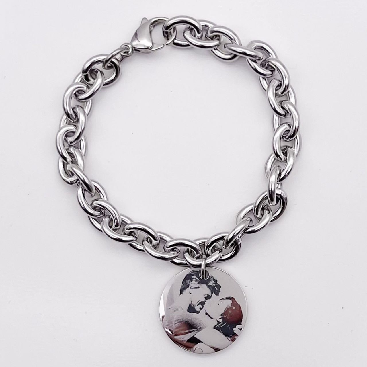 Personalized Quality Stainless Steel Bracelet with Round Charm ...