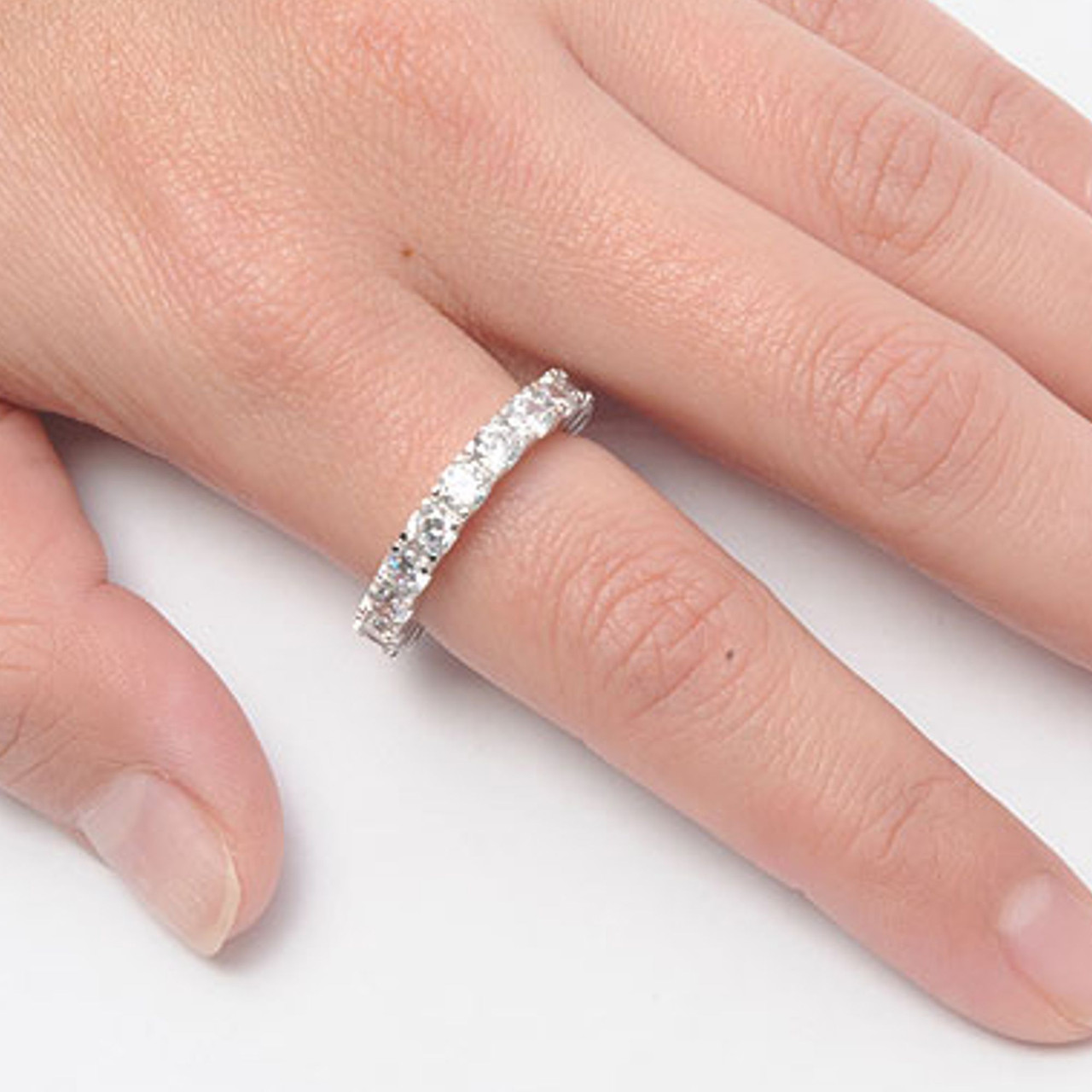Quality 925 Genuine Sterling Silver 4mm Eternity Ring