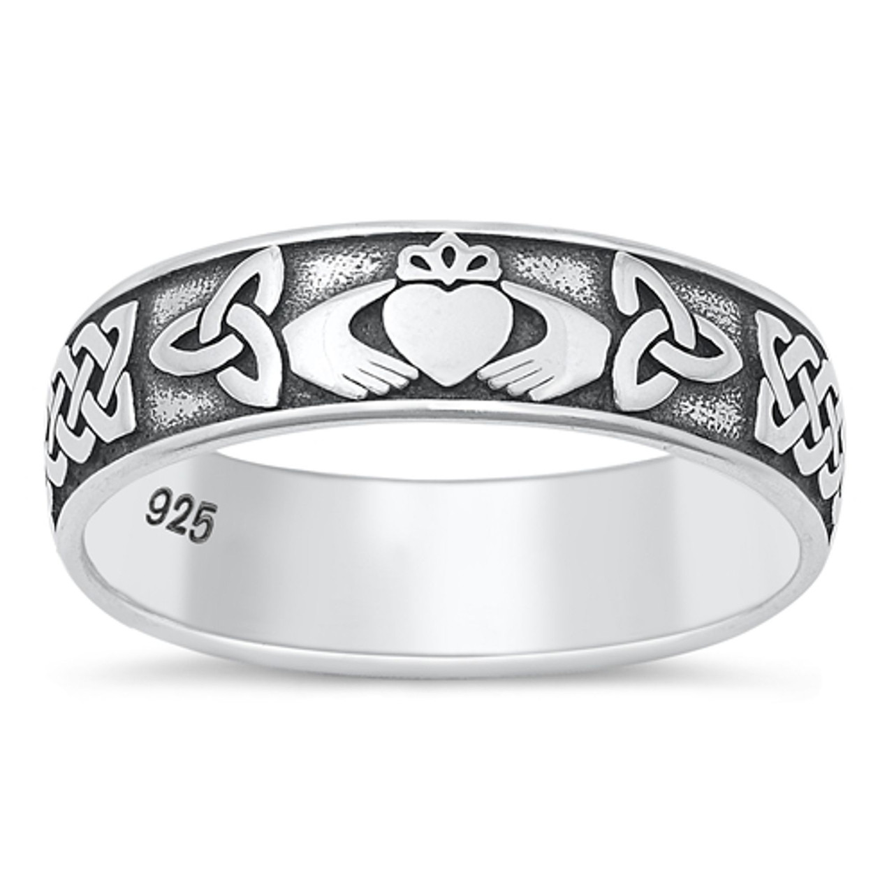 Silver My Soul Mate Claddagh Band Ring Set