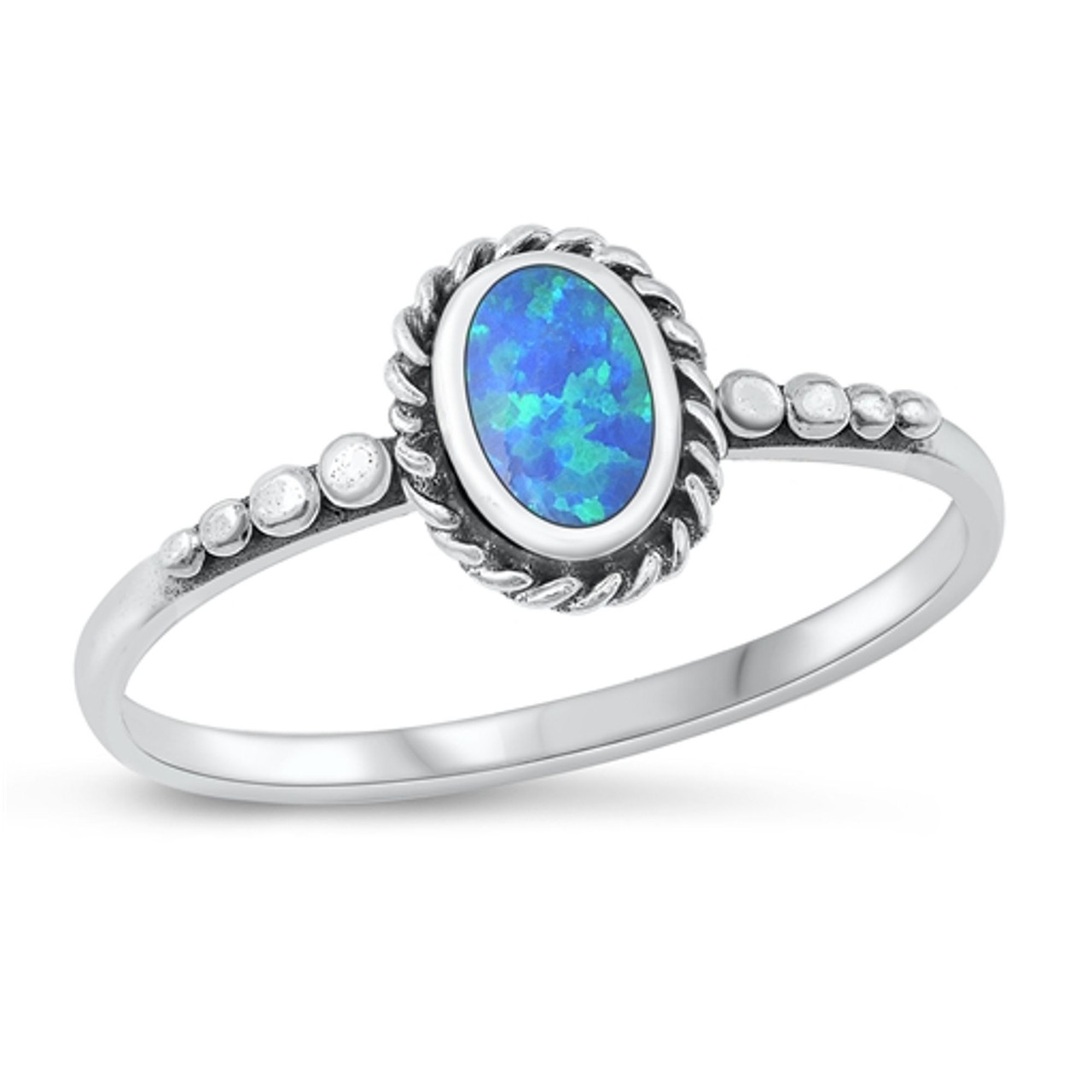 925 Sterling Silver Round Opal Ring
