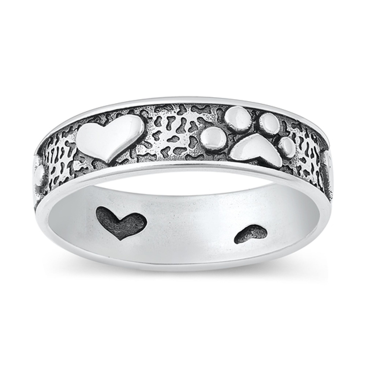 Paw print heart on sale ring