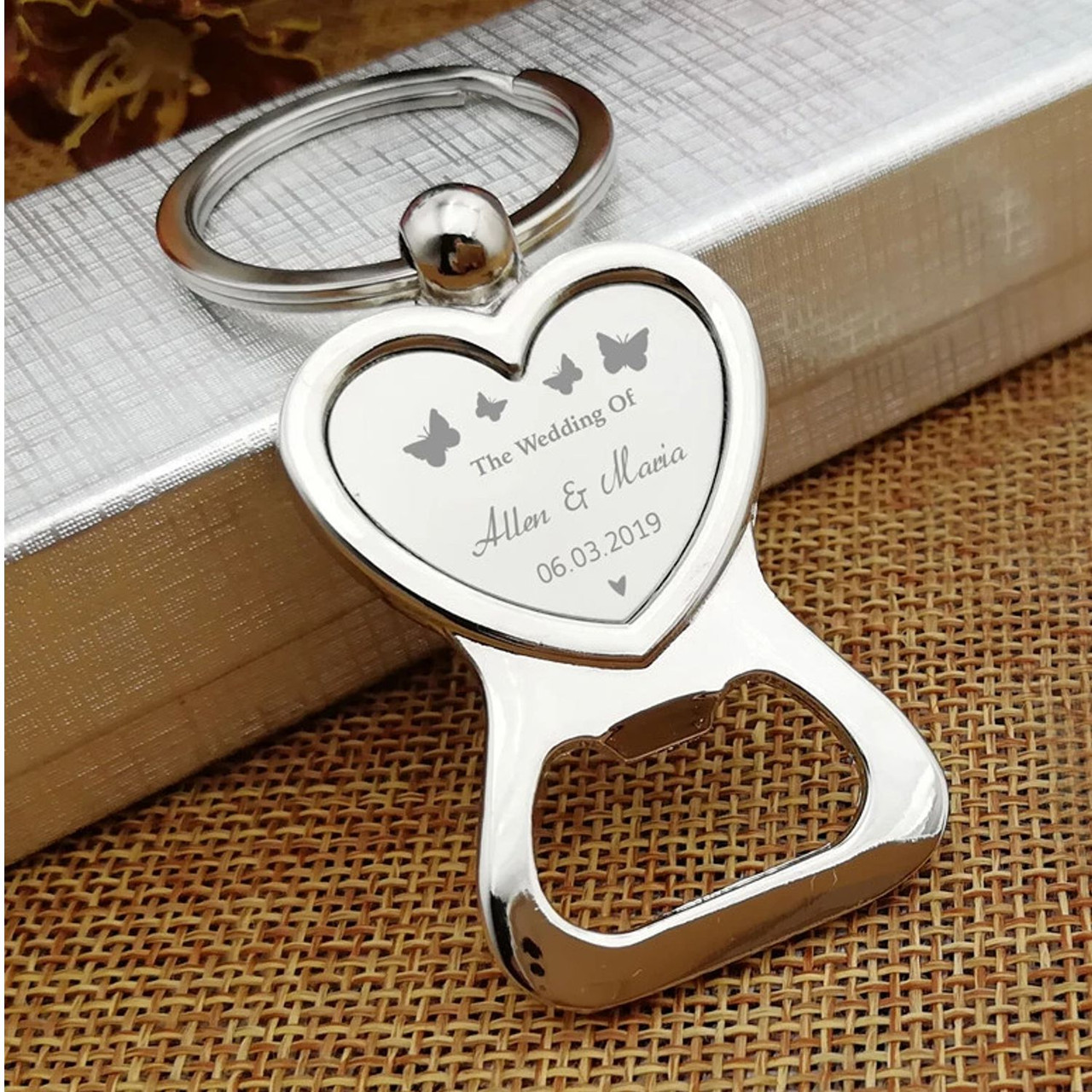 Heart bottle shop opener keychain