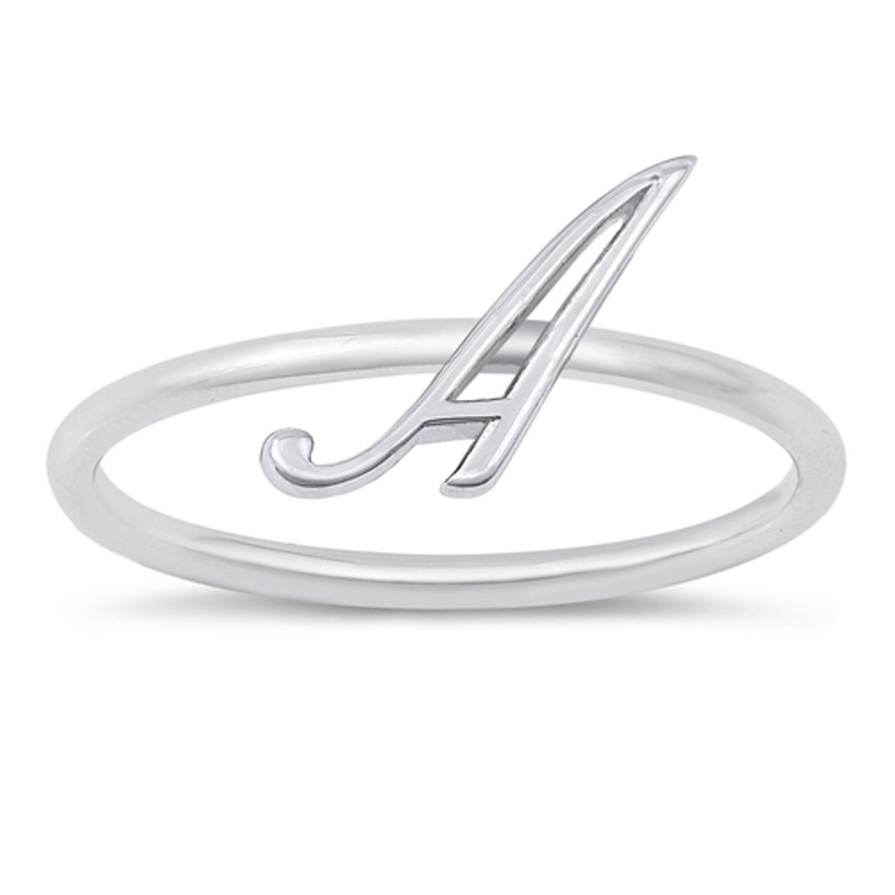 Quality 925 Sterling Silver Initial Ring - ForeverGifts.com