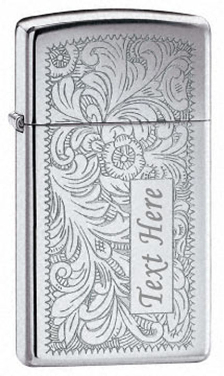 Gold Venetian SLIM Official Zippo© Lighter - Vintage Style Silver Zippo© -  Bridesmaids & Groomsman Gift with Custom Monogram Engraving