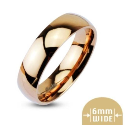 Personalized 6mm Stainless Steel Rose Gold IP Band Ring