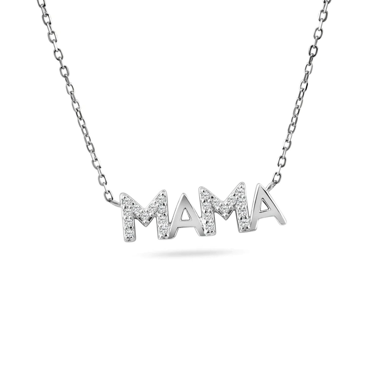 Sterling Silver MAMA diamond necklace – Faith Jewelers, Inc.