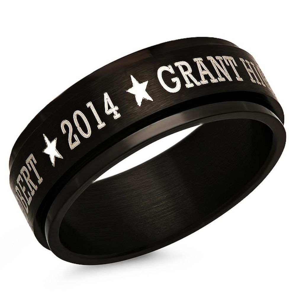 Personalized Stainless Steel Black Spinner Class Rings