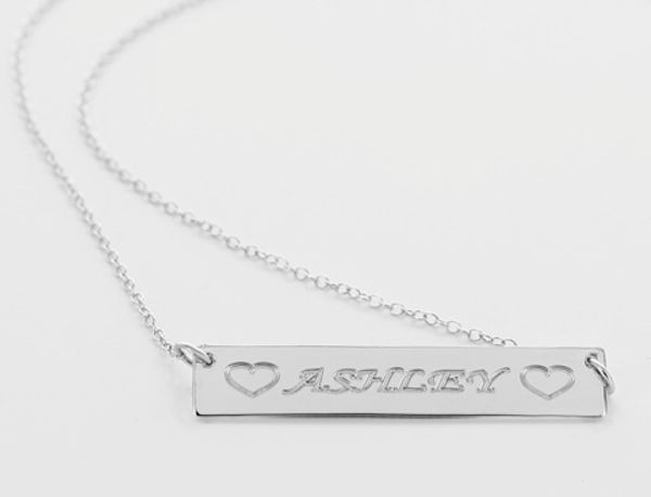 Sterling Silver Name Bar Necklace 