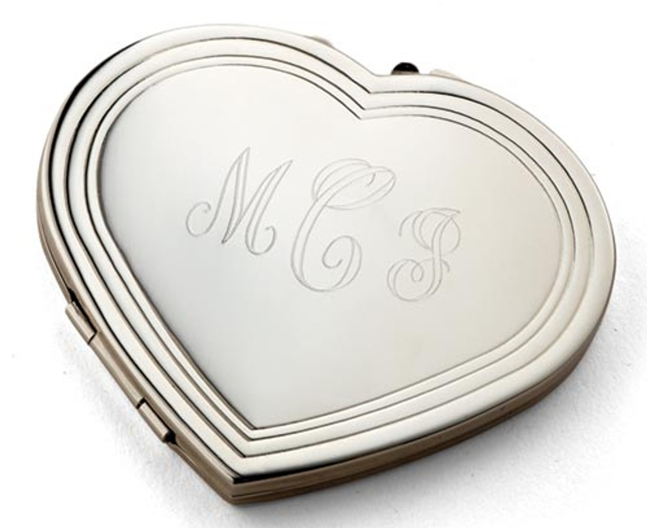 Personalized Heart Compact Mirror - Free Engraving - ForeverGifts.com