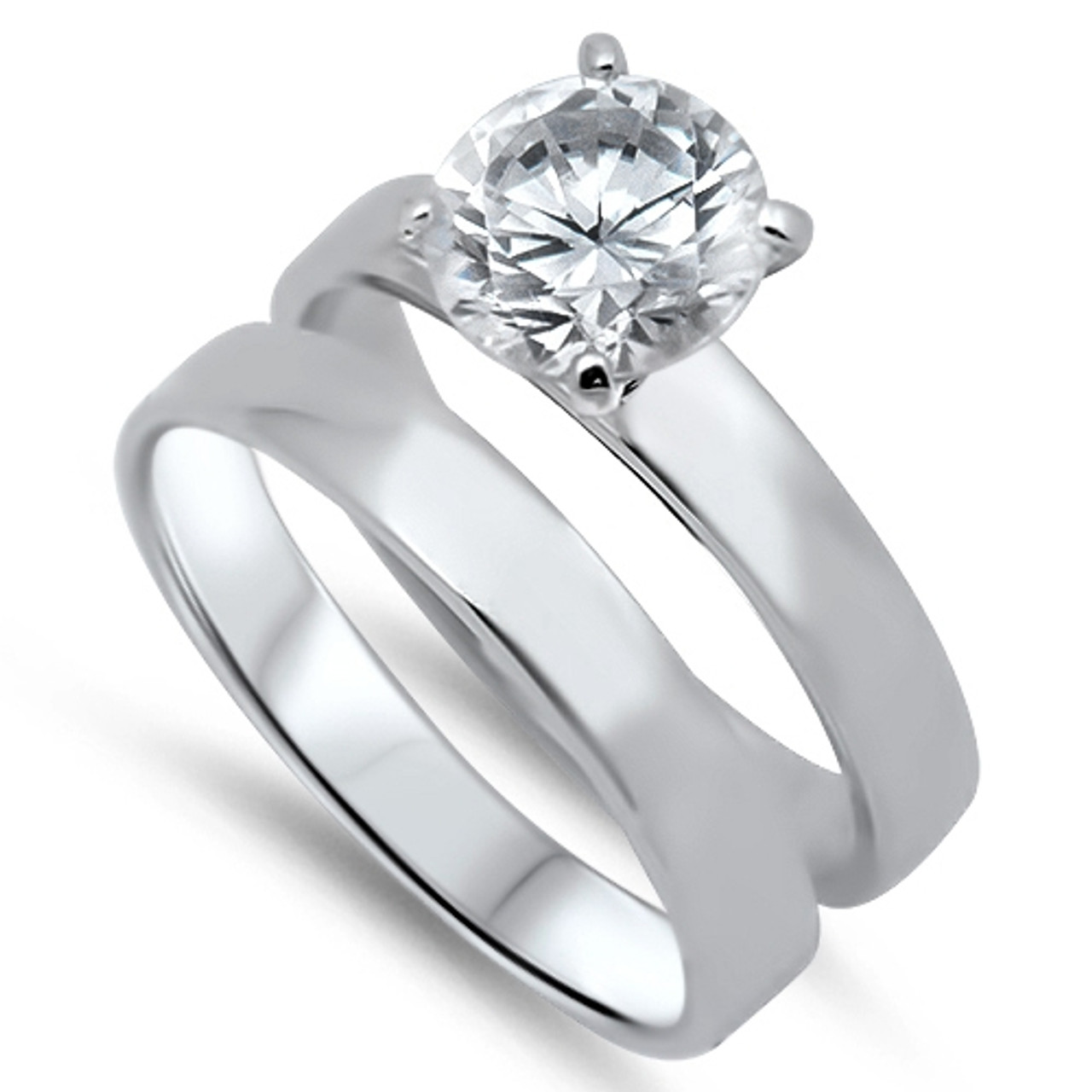 Custom Forever Sterling Silver Wedding Ring Set