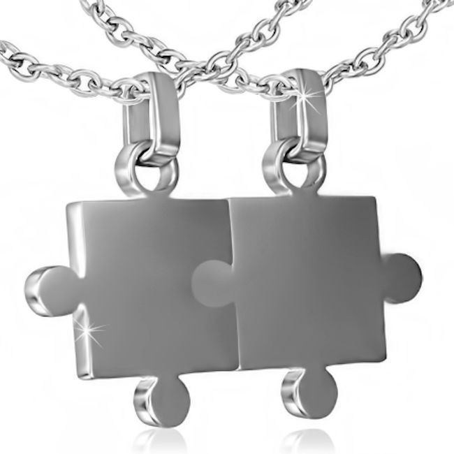 TTStyle Stainless Steel Puzzle Piece Pendant For Couples – Engraved, Nickel-Free