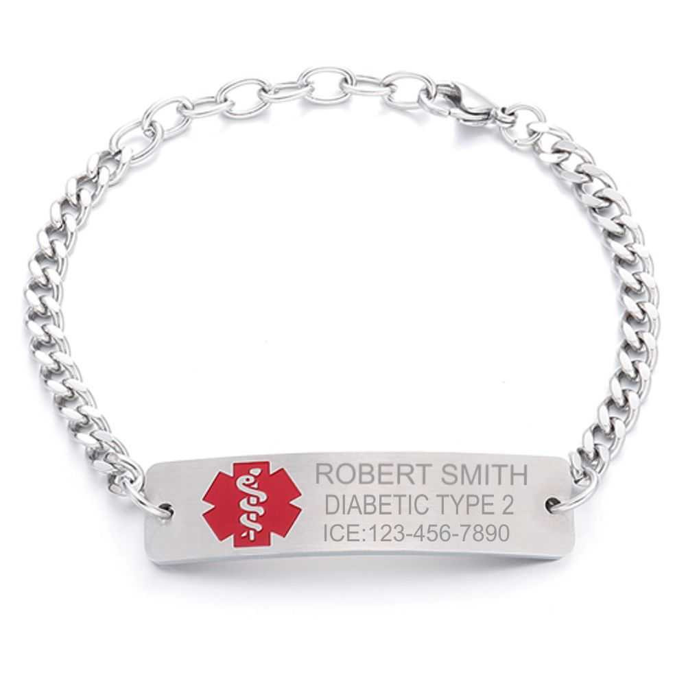 Stainless Steel Medical ID Bracelet - Free Engraving