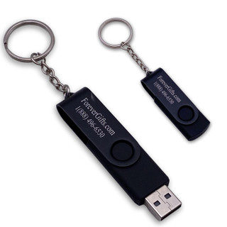 64GB Personalized All Black Swivel USB Flash Drive Keychain