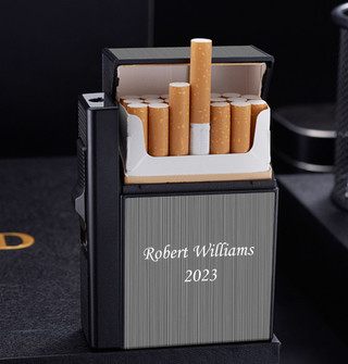 cigarette dispenser with lighter Deluxe Auto Case Built-In id and credit cards. FOCUS Portable Metal Cigarette Boxes