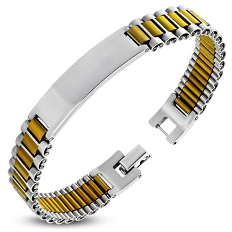 Personalized Stainless Steel 2-ton ID Bracelet - Free Engraving