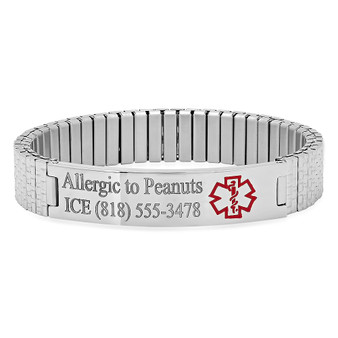 Quality Stainless Steel Stretch Medical ID Bracelet - Free Engraving