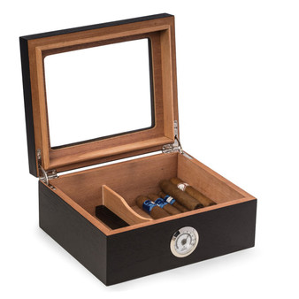 "Espresso" Wood Cigar Humidor with Spanish Cedar Lining and Glass Lid