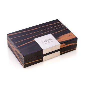 Personalized Ebony Burl Wood Valet Box with Stainless Steel Accents