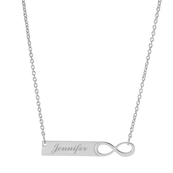 Bar Necklace with Engraved Heart 